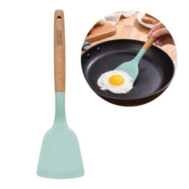Imagem de Espátula Turner Cozinha 32cm Madeira e Silicone Multiuso - Baker's Sec