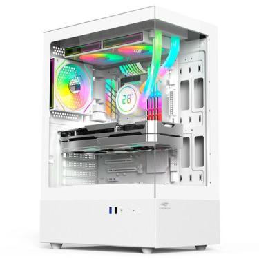Imagem de Gabinete Gamer Aquário C3Tech Gaming Aquarius MT-G860WH, Frontal e Lat