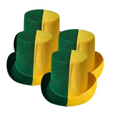 Imagem de Kit c/4 Chapéu Cartola Verde e Amarelo Brasil Copa - sm decora