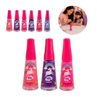 Imagem de Kit 3 Esmaltes Unicórnio Infantil Safira Cores Coloridos Criança Unhas