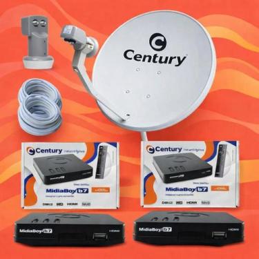 Imagem de Kit Nova Parabólica, 2 Receptores Century Midiabox SE2 + Antena Ku + L