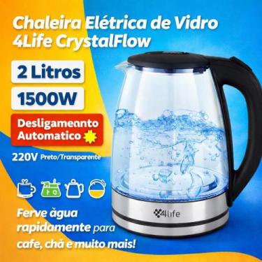 Imagem de Chaleira Elétrica de Vidro 4Life CrystalFlow 2L 1500W 220V com Desliga