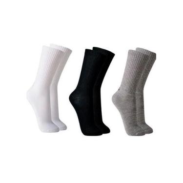Imagem de Kit Meia Cano Longo Textura - Lupo, 37 A 40, Branco/Cinza/Preto