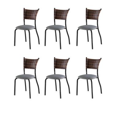 Imagem de Conjunto com 6 Cadeiras Espanha VIII Preto 89 cm