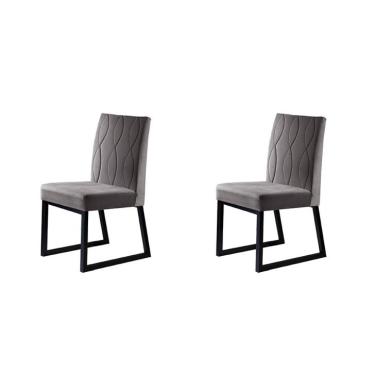 Imagem de Conjunto com 2 Cadeiras Atena III Cinza Escuro 98 cm