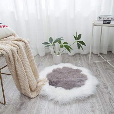 Imagem de Tapete macio de pele sintética, super macio, redondo, para sala de estar, quarto, sofá, cadeira, chão, tapete de pelúcia sedoso, antiderrapante, 60 cm