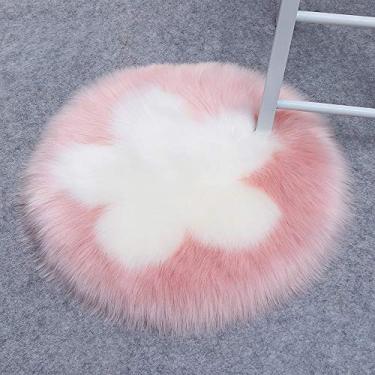 Imagem de Tapetes redondos falsos salsicha, estampa de flor, tapete macio, antiderrapante, lavável para sala de estar, quarto, banheiro, varanda, sofá infantil, cadeira almofada, rosa e branco
