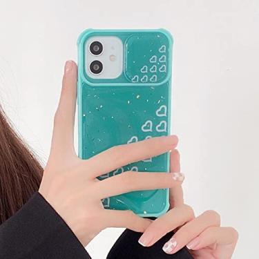 Imagem de Capa de telefone Fashion Push The Window Lens Protection para iPhone 12 11 Pro 7 8 Plus XS Max X XR SE 2 Capa de silicone macia Love Heart, verde, para iphone 7Plus