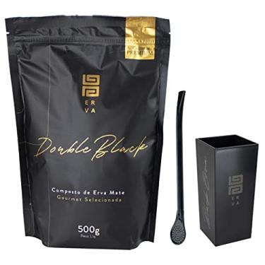 Imagem de KIT CUIA DE TERERÉ PLÁSTICO 270ML + BOMBA FERRO EPOX + TERERÉ BLACK 500G (Double Black)