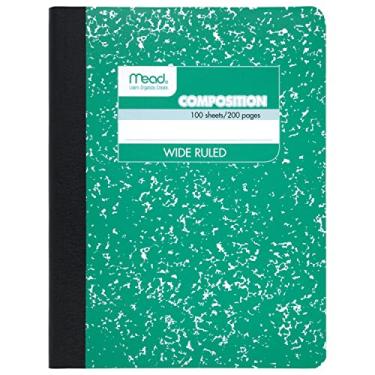 Imagem de Mead Caderno de composição, papel pautado largo, 24 cm x 19 cm, 100 folhas, mármore verde (09918AC5)