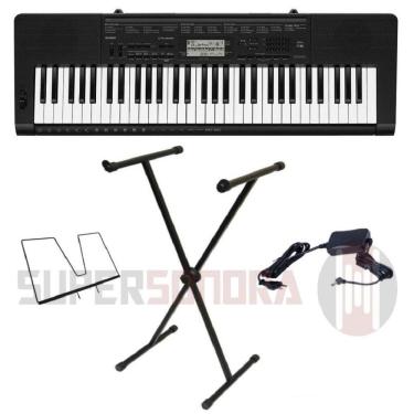 Imagem de Kit Teclado Musical Casio Ctk3500 + Suporte X + Fonte + Suporte Partitura