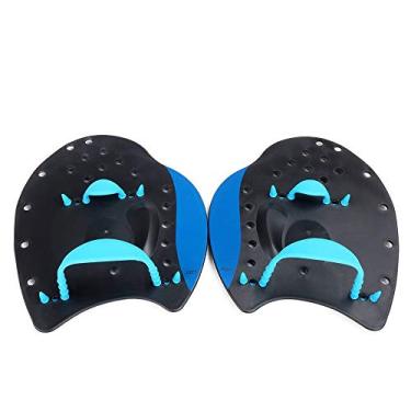 Imagem de Luvas de pás de mão para crianças e adultos para treinamento de natação resistência à água equipamento de ginástica aqua fit treino (Azul-L)