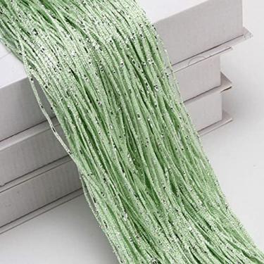 Imagem de 1 peça Glitter Cortina Porta Cortina Miçangas Divisores de Sala Fringe Fringe Tecido de Poliéster Painel de Janela 1x2m DIY Decoração de Casa, Verde Claro