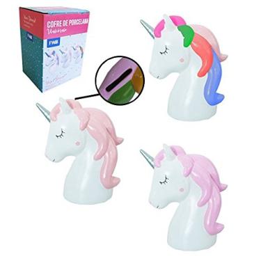 Imagem de Enfeite Decorativo Cofre de Porcelana Unicórnio Colorido