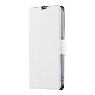 Imagem de BANLEI2U Capa de telefone carteira Folio capa para LG V40 THINQ, capa fina de couro PU premium para V40 THINQ, resistência a choques, branco