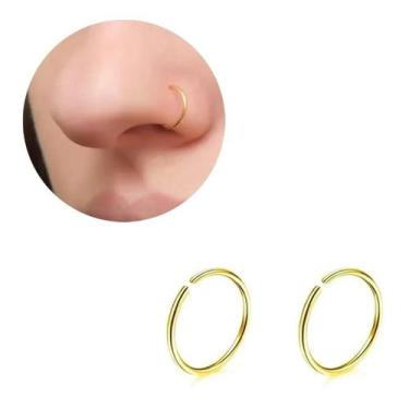 Imagem de Kit Dois Piercings Falsos Nariz Ou Orelha - Banhado Ouro - Giog Joias