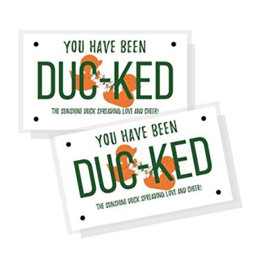 Imagem de Cartão You Been Ducked | Pacote com 50 | Etiqueta de pato de 9 x 5 cm Tamanho de cartão de visita | Design de placa de licença de pato laranja