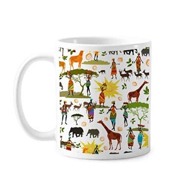 Imagem de Caneca de cerâmica Savanna africana para mulheres negras animais da vida selvagem cerâmica xícara de café e porcelana