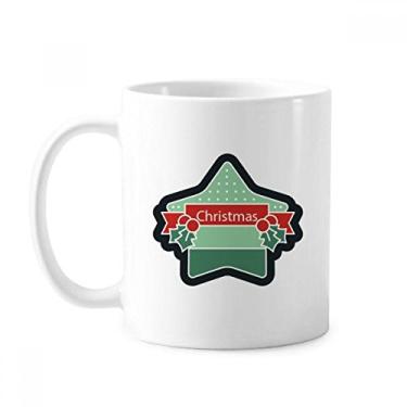 Imagem de Caneca de cerâmica com ícone de desenho animado de estrela de Natal cerâmica xícara de porcelana de café