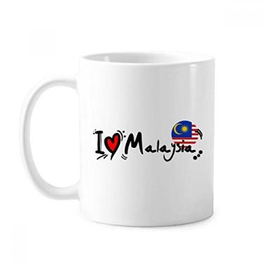 Imagem de I Love Malaysia Word Flag Love Heart Illustration Mug Cerâmica Coffee Porcelain Cup Tableware