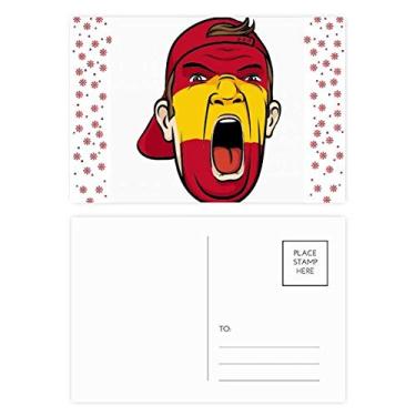 Imagem de Bandeira da Espanha Máscara Facial Cabeça Gritando Boné Natal Flor Celebração Cartão Postal Bênção Cartão Postal