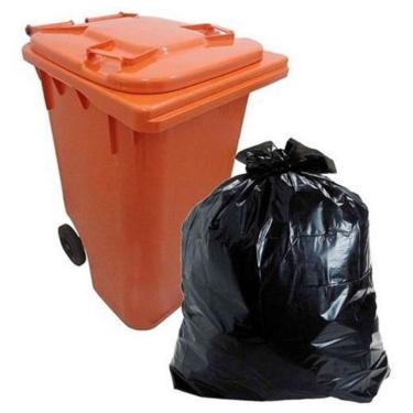 Imagem de Saco Lixo Preto Reforçado 300 Litros Tambor Lixeira Rodas