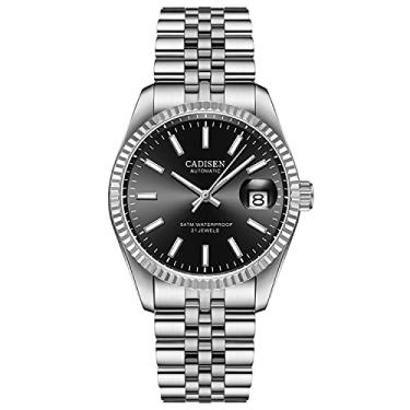 Imagem de CADISEN Relógio de pulso masculino mecânico MIYOTA 8215 à prova d'água, Preto, 38MM