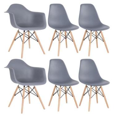 Imagem de Conjunto 2 X Cadeiras Eames Daw Com Braços + 4 Cadeiras Eiffel Dsw - L