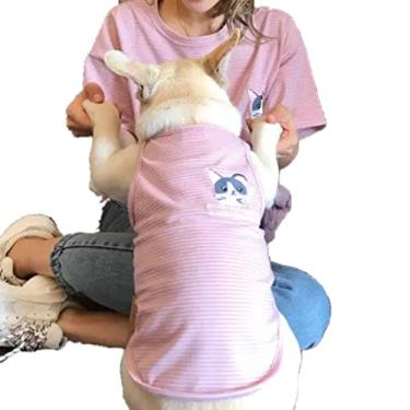 Imagem de Camisetas combinando para cães e proprietários Roupas para família para cães Pitbull Roupas para cães Camisa para PaPa e Mamãe - Mãe e Animal de Estimação Camisa Sem Manga são Vendidas Separadamente (Pet-3XL, Rosa)