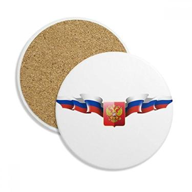 Imagem de Emblema nacional da Rússia Caneca porta-copos de país Caneca de proteção de mesa Pedra absorvente