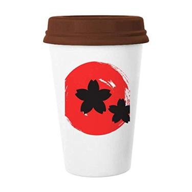 Imagem de Caneca japonesa de vidro de cerâmica com pintura abstrata com pincel de café