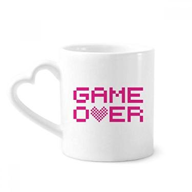 Imagem de Caneca de café rosa Game Over Pixel Caneca de cerâmica copo de vidro copo de coração