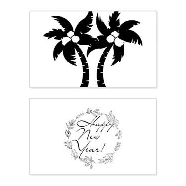 Imagem de Planta de Coqueiro Preto, Contorno de Planta de Ano Novo, Cartão de felicitações, Mensagem de Abençoamento Presente