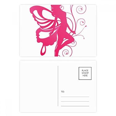 Imagem de Cartão postal Borboleta com asa rosa belo anjo conjunto de cartão postal aniversário correspondência cartão de agradecimento