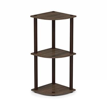 Imagem de Furinno Turn-N-Tube Rack de exibição de canto de 3 andares unidade de prateleiras multiuso, 29,5 cm P x 29,6 cm L x 75,6 cm A, nogueira/marrom