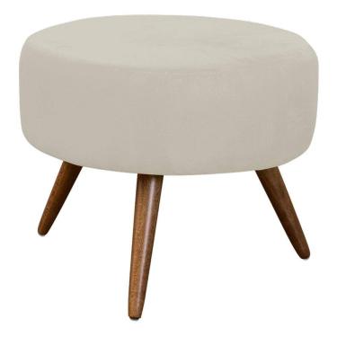 Imagem de Puff Redondo para Sala Decorativa Danny Confort Pés Palito Tecido Suede Cor Bege - Decorar