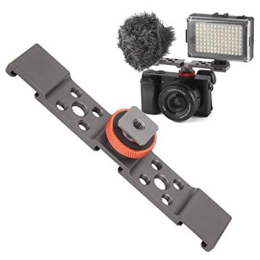 Imagem de Suporte de Barra de Extensão de Montagem de Sapata 3 Em 1 Suporte para Microfone, Monitor, Luz de Preenchimento, Compatível Com Câmera, Telefone Celular, Gaiola de Coelho (Cinza)