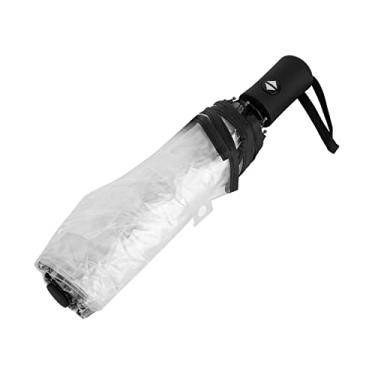 Imagem de Guarda-chuvas De Chuva Transparentes Dobrável Portátil Tri-fold Senhoras Moda Guarda-chuva, Guarda-chuva Dobrável, Guarda-chuva De Viagem Para Mulher/homem(preto)