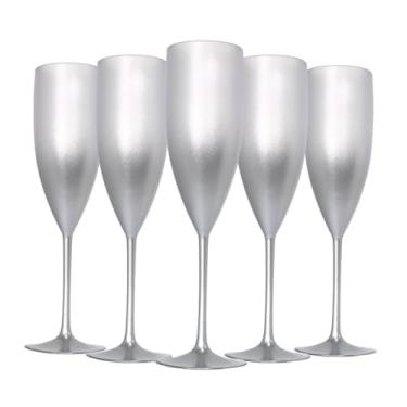 Imagem de 5 Taças Champanhe Acrílico Degrade 160ml Natal Festas Drink Cor:Prata
