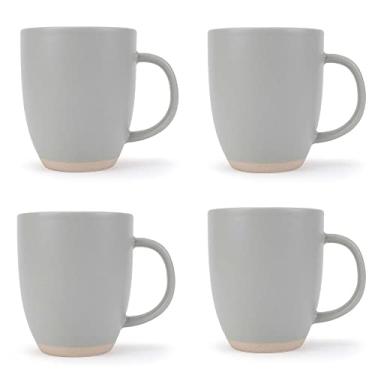 Imagem de Elanze Designs Canecas de café de cerâmica com fundo de argila crua, cinza gelo, 368 g, conjunto de 4