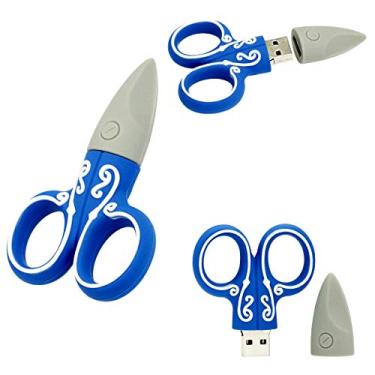Imagem de Pen Drive USB divertido - Tesoura USB Drive 16 GB - Armazenamento externo - Pendrive legal (tesoura azul marinho)