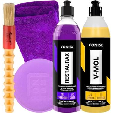 Imagem de Kit Limpeza Automotiva Shampoo V-mol + Restaurax Vonixx