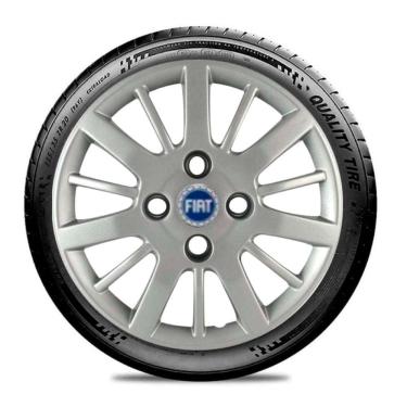Imagem de Calota Carros Fiat Todos Aro 14 Prata Emblema Azul