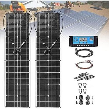 Imagem de Painel solar flexível portátil de 400 W com controlador de carga 40A, 2pcs 200 W 12 V-24 V Monocristalino Carregador de bateria solar dobrável Kit de módulo de painel solar para trailer domé