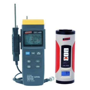 Imagem de Kit Sonômetro Digital Faixa 30 A 130Db Suporte Microfone Dec-440 Calibrador Acústico Ruído Cal-5000 Portátil Instrutherm