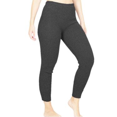 Imagem de Calça Fusô Tricô Canelado Lã Segunda Pele Legging Quentinha Tricot Inverno