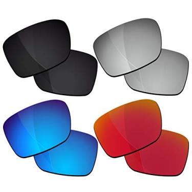 Imagem de RockShell Lentes polarizadas de substituição para óculos de sol Oakley Jupiter Squared OO9135/Jupiter Carbon OO9220 - Preto Jet + Vermelho Lava + Azul Gelo + Prata GT