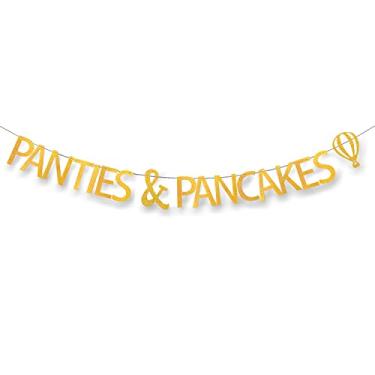 Imagem de Banner de calcinhas e panquecas, lingerie dourada com glitter para decoração de brunch, decoração de festa de despedida de solteira, decoração de festa de despedida de solteira, meninas só querem se