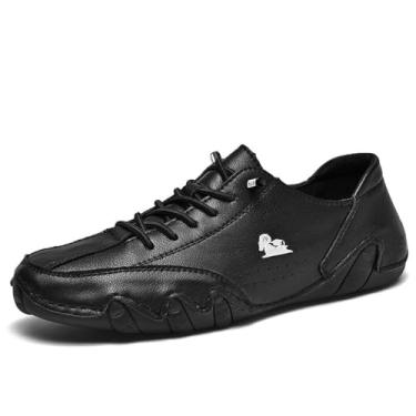 Imagem de Asifn Sapatos de Couro Respiráveis para Homens - Preto, Tamanho 46, Casuais, Mocassins, Masculino