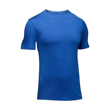 Imagem de BAFlo Camiseta masculina de secagem rápida, corrida, fitness, esportes manga curta solta seda gelo, Azul colorido, M